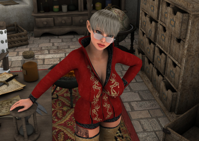 Обои картинки фото 3д графика, эльфы , elves, очки, взгляд, девушка