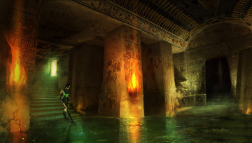 Картинка видео+игры lara+croft+and+the+guardian+of+light девушка фон лестница гробница