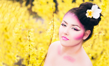 Картинка девушки -unsort+ лица +портреты фон цветы лицо макияж levina модель