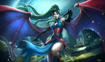 Картинка фэнтези вампиры девушка крылья evelyn диадема вампир арт платье мистика красота волосы