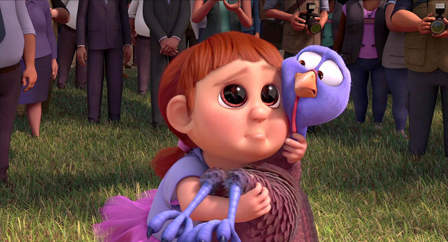 Обои картинки фото мультфильмы, free birds, трава, девочка, ребенок, индюк