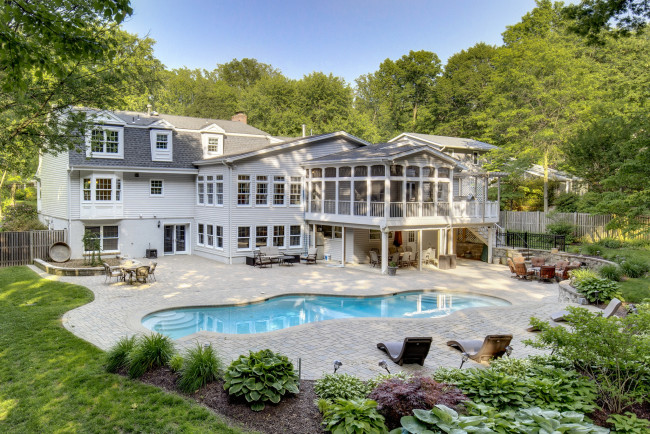 Обои картинки фото интерьер, бассейны,  открытые площадки, дом, бассейн, особняк