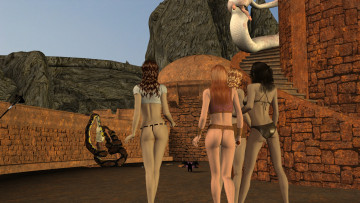 Картинка 3д+графика фантазия+ fantasy девушки фон взгляд кот