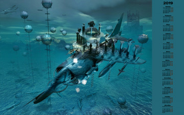 Картинка календари 3д-графика самолет