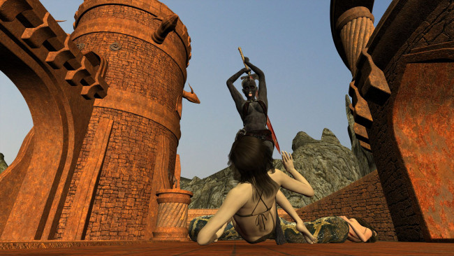 Обои картинки фото 3д графика, фантазия , fantasy, взгляд, девушки, кот, фон