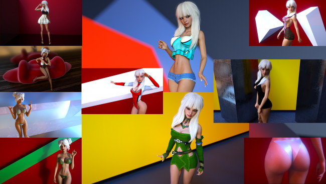 Обои картинки фото 3д графика, люди , people, взгляд, фон, девушки