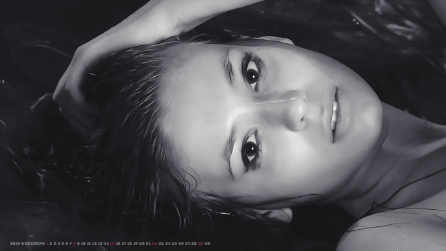 Обои картинки фото календари, компьютерный дизайн, лицо, женщина, calendar, 2019, взгляд, девушка