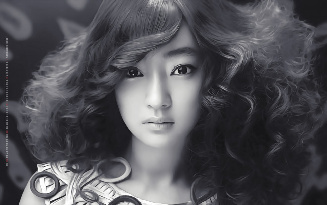 Обои картинки фото календари, компьютерный дизайн, взгляд, лицо, девушка, женщина, calendar, 2019, азиатка