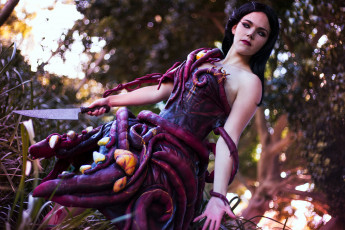 Картинка девушки -+креатив +косплей девушка фон взгляд платье нож