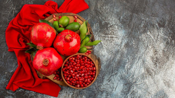 Картинка еда гранат красное полотенце гранаты зерна