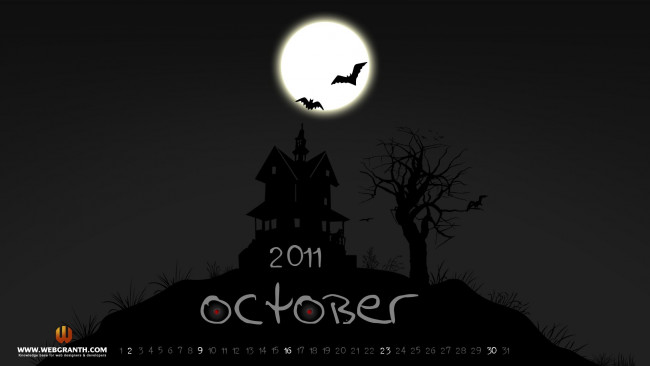 Обои картинки фото календари, рисованные, векторная, графика, летучая, мышь, дерево, дом