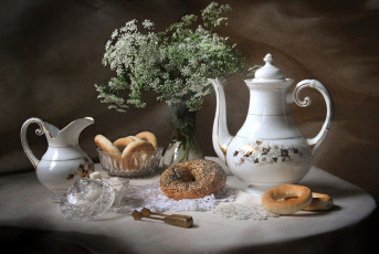 Картинка еда натюрморт сахао посуда бублики