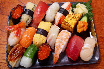 Картинка еда рыба морепродукты суши роллы