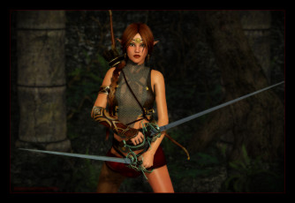 Картинка 3д+графика эльфы+ elves мечи взгляд эльфийка