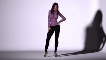 Картинка 3д+графика люди+ people девушка тень фон взгляд