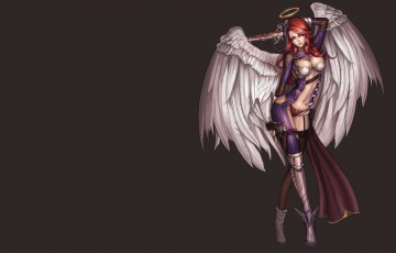 Картинка фэнтези ангелы эротика оружие арт нимб поза ангел крылья взгляд фон