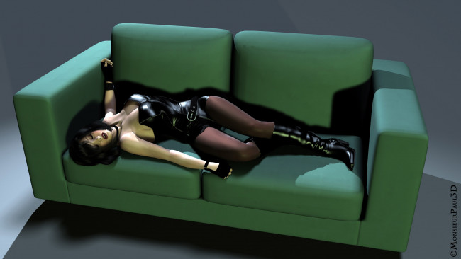 Обои картинки фото 3д графика, люди , people, диван, сон, девушка