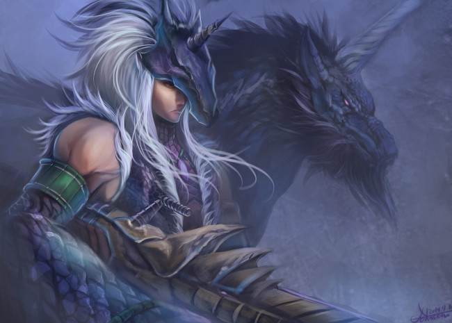 Обои картинки фото видео игры, monster hunter, мускулы, маска, парень, monster, hunter, дракон