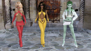 Картинка 3д+графика фантазия+ fantasy халк оружие фон взгляд девушки