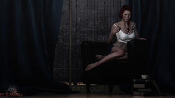 Картинка 3д+графика люди+ people чашка фон взгляд девушка