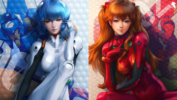 Картинка аниме evangelion asuka langley sohryu anime rei ayanami девушка