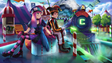 Картинка аниме магия +колдовство +halloween liclac арт парень девушка костюмы поезд карнавал