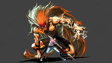 Картинка аниме животные +существа монстр парень ushio to tora копьё демон