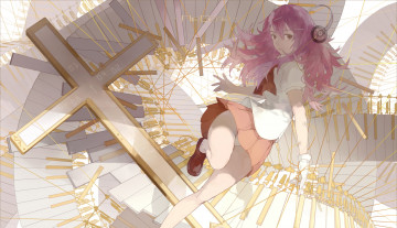 Картинка аниме air+gear девушка наушники форма абстракция крест