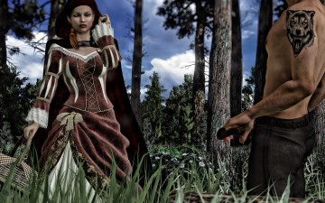 Картинка 3д+графика люди+ people девушка взгляд фон