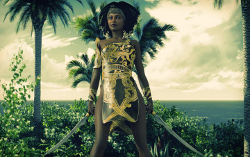 Картинка 3д+графика амазонки+ amazon фон взгляд девушка оружие