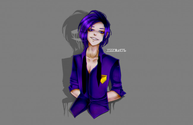 Обои картинки фото разное, арты, парень, арт, five, nights, at, freddy's, purple, guy