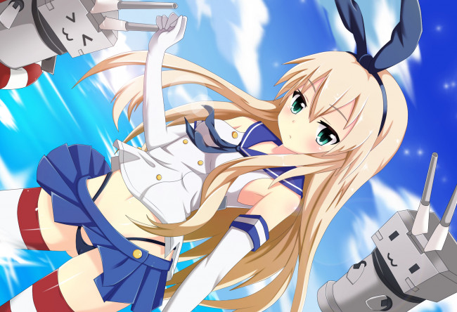 Обои картинки фото аниме, kantai collection, девочка, арт, nugi, armenci, kancolle, shimakaze, rensouhou-chan, kantai, collection