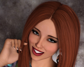 Картинка 3д+графика портрет+ portraits девушка взгляд фон