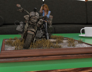 Картинка 3д+графика люди-авто мото+ people-+car+ +moto девушка взгляд фон