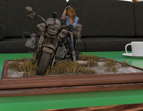 Обои картинки фото 3д графика, люди-авто, мото , people- car ,  moto, девушка, взгляд, фон