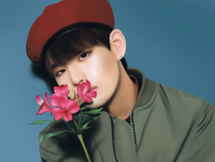 Картинка рисованное люди цветок bulletproof boy scouts парень bts bangtan boys kim tae hyung by yunhosbambi