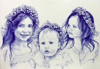 Картинка рисованное дети венок фон взгляд улыбка