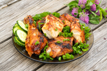 Картинка еда мясные+блюда огурец салат курица мясо