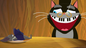 Картинка мультфильмы иван+царевич+и+серый+волк+2 очки морда кот мышь тарелка