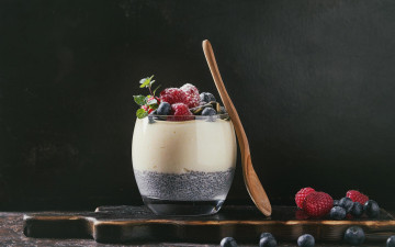 Картинка еда мороженое +десерты мята ягоды завтрак десерт черника