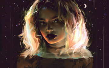 Картинка рисованное люди звезды девушка месяц by vetyr