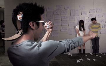 обоя юмор и приколы, рисунки, бумажки, люди, дверца, голова