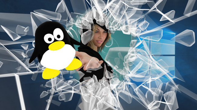 Обои картинки фото компьютеры, linux, фон, логотип