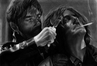 Картинка рисованное кино +мультфильмы мужчины фон сигарета бритва