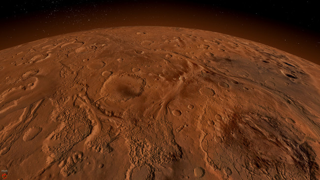 Обои картинки фото марс, космос, планета, вселенная, поверхность, грунт, камни, красная, горизонт, пространство, пустыня