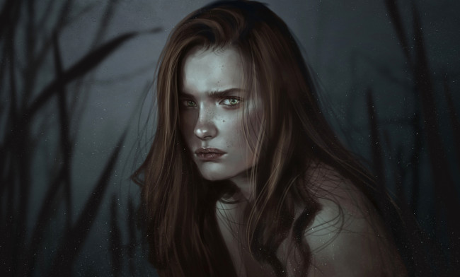 Обои картинки фото фэнтези, девушки, девушка, фон, взгляд