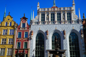 Картинка города гданьск+ польша здания фонтан