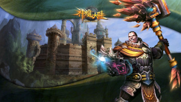 Картинка видео+игры forsaken+world воин броня молот магия замок