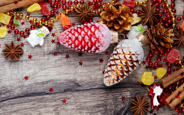 Картинка праздничные -+разное+ новый+год шишки бусы корица