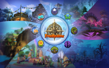 обоя видео игры, free realms, круг, значки, сектора